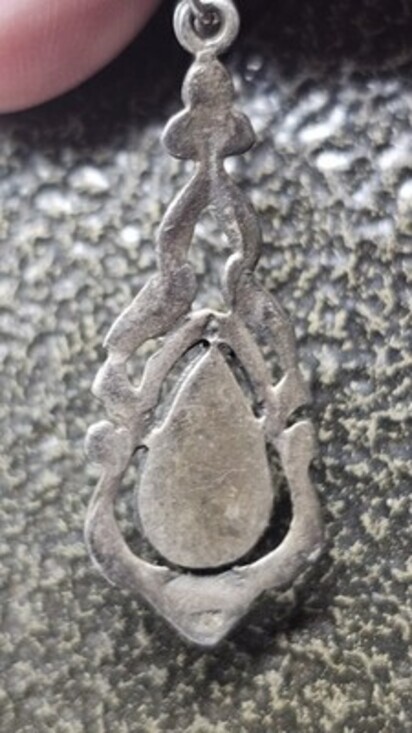 Vintage Stamped Sterling Silver 925 Black Onyx French Hook Dangle Earrings - Picture 4 of 8